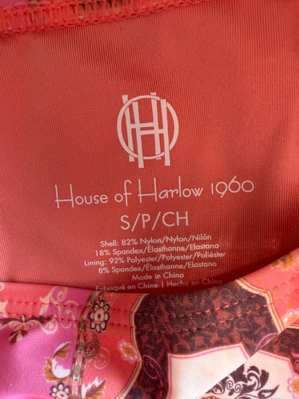 New - House of Harlow 1960 Pink Print Triangle Bikini Set sz S - Picture 2 of 7